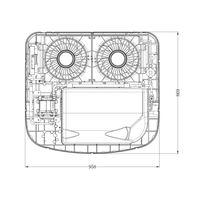 Air acondicionador eléctrico de camión de doble fan RX75